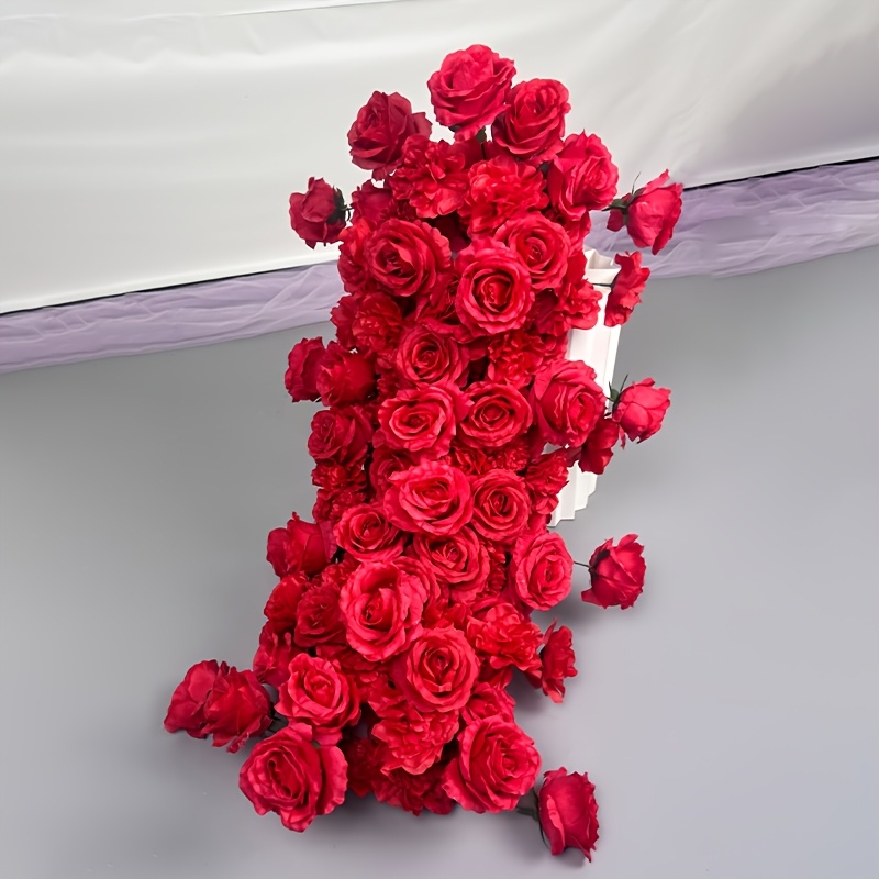 Outdoor Power For Wedding - [Romantischer Rosenbogen] Elegantes rotes künstliches Rosenbogen-Set