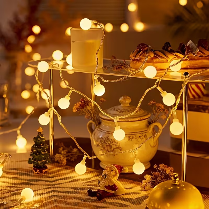 Outdoor Power For Wedding - 10M USB/Batteriebetriebene Kugel-LED-Lichterkette, Girlande für Außenbereich,