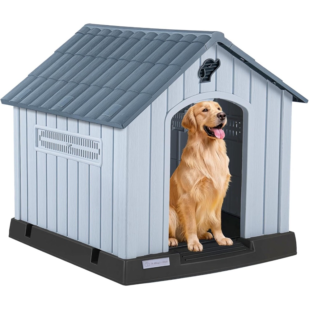 Outdoor Power Vent - LEMBERI Großes Kunststoff-Hundehaus für mittelgroße und