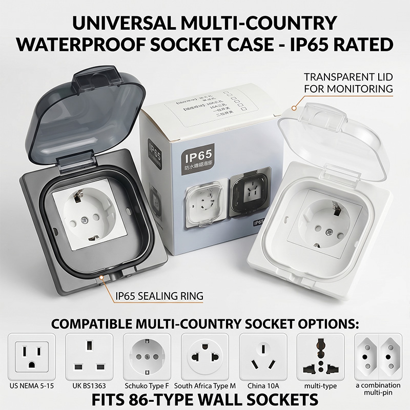 Outdoor Power Point Cover - Wasserdichte Outdoor-Steckdosenbox IP65, universelle Wandsteckdosenabdeckung Typ