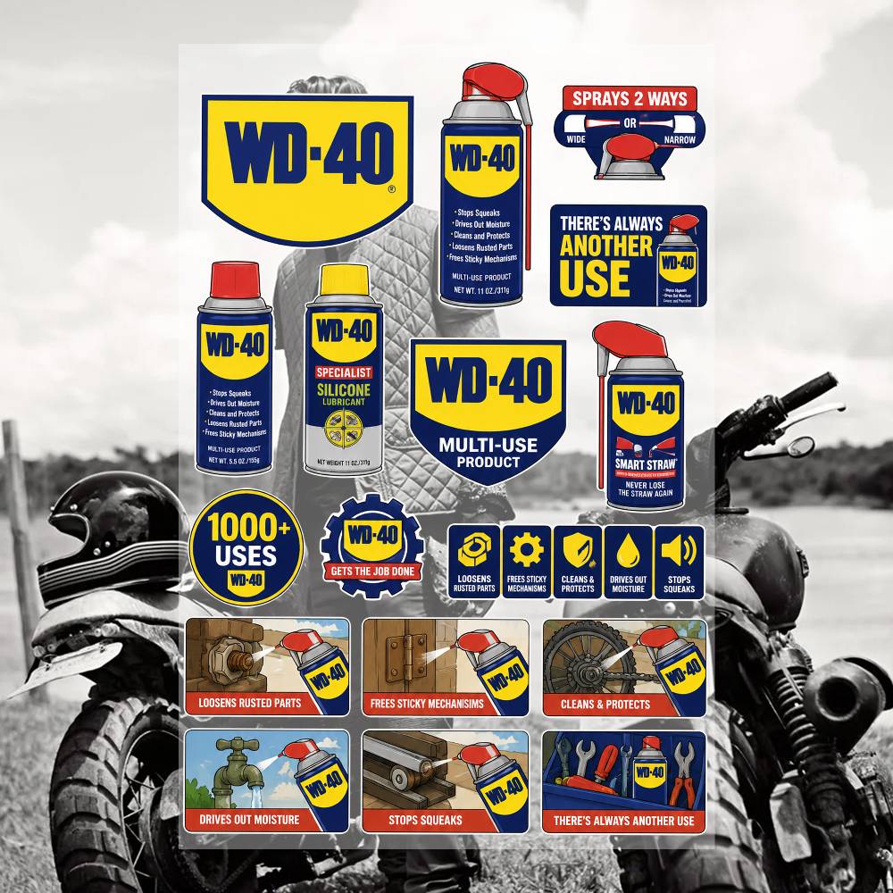 Castrol Oil Gtx - W-D-40 Ästhetische Graffiti Wasserfeste PVC-Aufkleber für