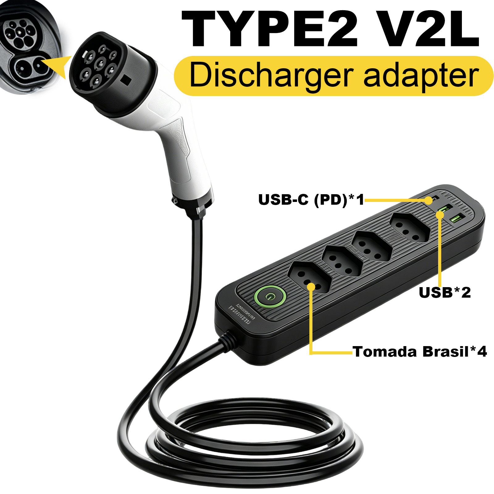 Typ2 V2L Entladeadapter 16A Br – Outdoor Power Outlet Bewertung und Preis