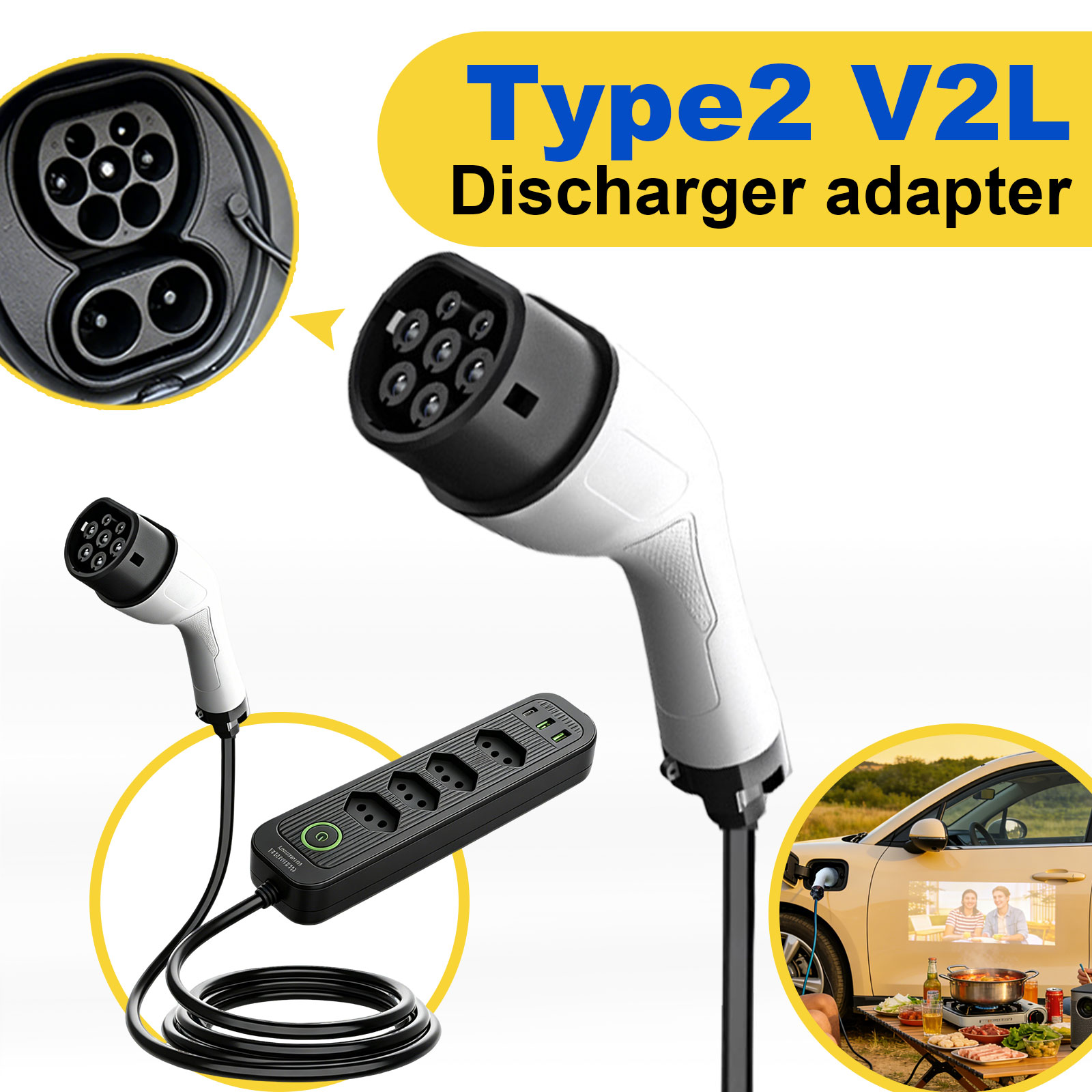 Typ2 V2L Entladeadapter 16A Br – Outdoor Power Outlet Bewertung und Preis